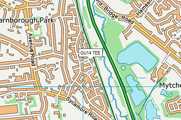 GU14 7EE map - OS VectorMap District (Ordnance Survey)