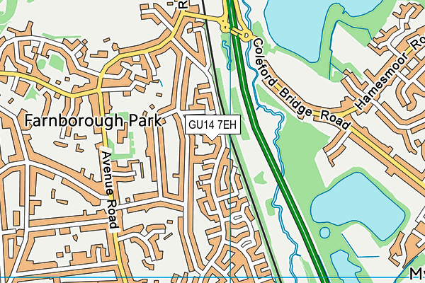 GU14 7EH map - OS VectorMap District (Ordnance Survey)