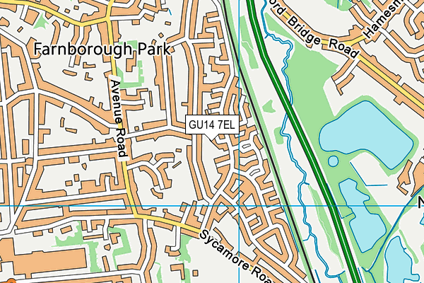 GU14 7EL map - OS VectorMap District (Ordnance Survey)