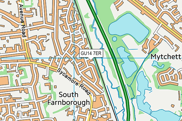 GU14 7ER map - OS VectorMap District (Ordnance Survey)