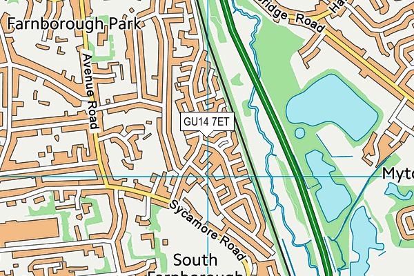 GU14 7ET map - OS VectorMap District (Ordnance Survey)