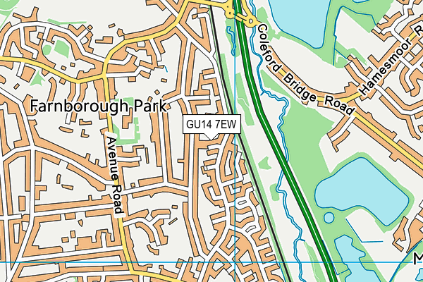 GU14 7EW map - OS VectorMap District (Ordnance Survey)