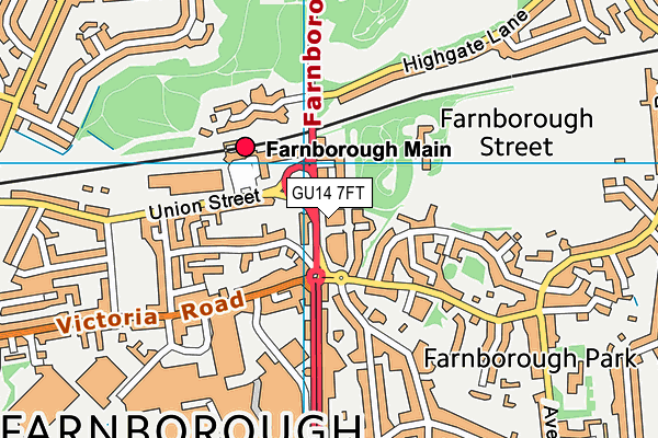 GU14 7FT map - OS VectorMap District (Ordnance Survey)