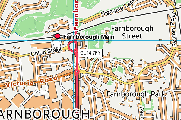 GU14 7FY map - OS VectorMap District (Ordnance Survey)