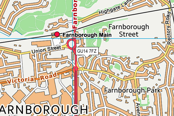 GU14 7FZ map - OS VectorMap District (Ordnance Survey)