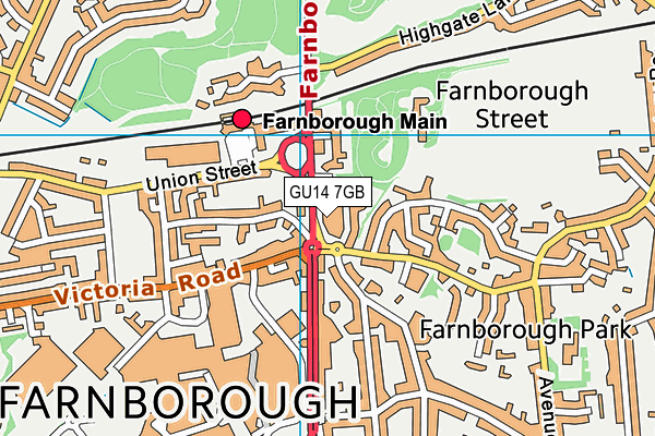 GU14 7GB map - OS VectorMap District (Ordnance Survey)