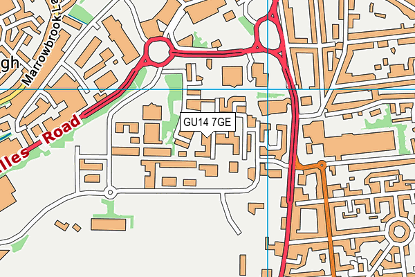 GU14 7GE map - OS VectorMap District (Ordnance Survey)