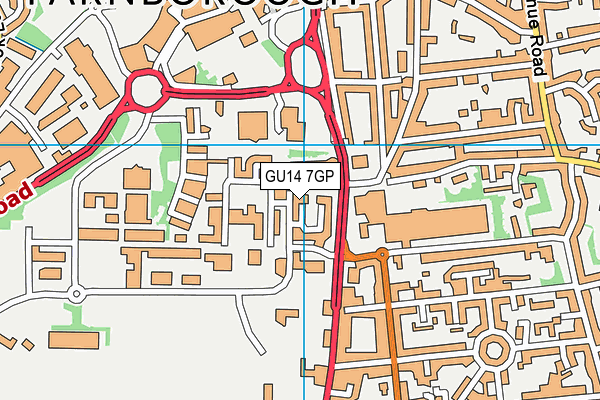 GU14 7GP map - OS VectorMap District (Ordnance Survey)