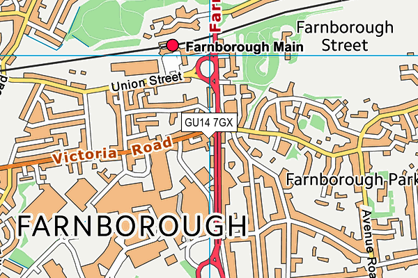 GU14 7GX map - OS VectorMap District (Ordnance Survey)