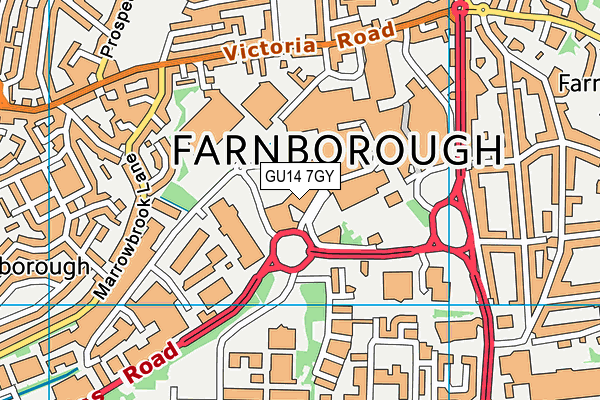 GU14 7GY map - OS VectorMap District (Ordnance Survey)