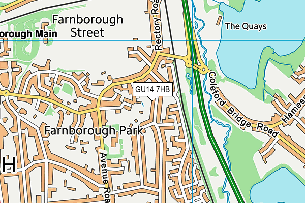 GU14 7HB map - OS VectorMap District (Ordnance Survey)