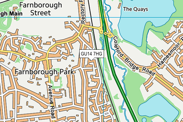 GU14 7HG map - OS VectorMap District (Ordnance Survey)