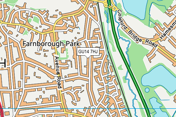 GU14 7HJ map - OS VectorMap District (Ordnance Survey)