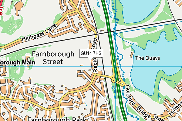 GU14 7HS map - OS VectorMap District (Ordnance Survey)