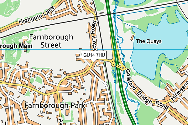 GU14 7HU map - OS VectorMap District (Ordnance Survey)