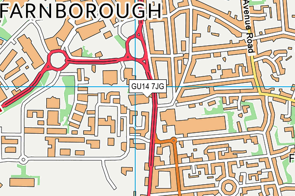 GU14 7JG map - OS VectorMap District (Ordnance Survey)