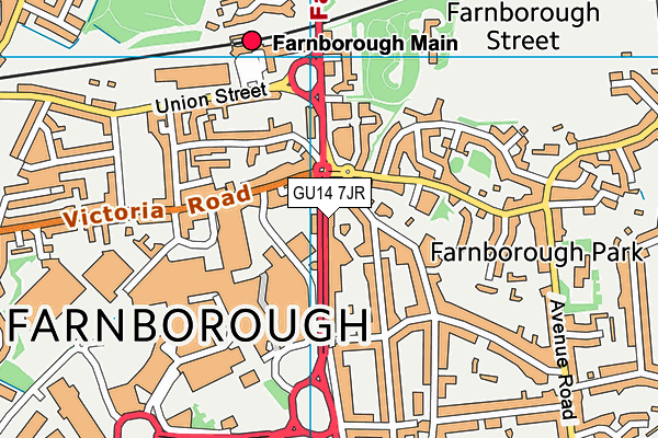 GU14 7JR map - OS VectorMap District (Ordnance Survey)