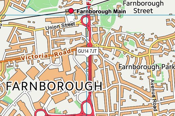 GU14 7JT map - OS VectorMap District (Ordnance Survey)