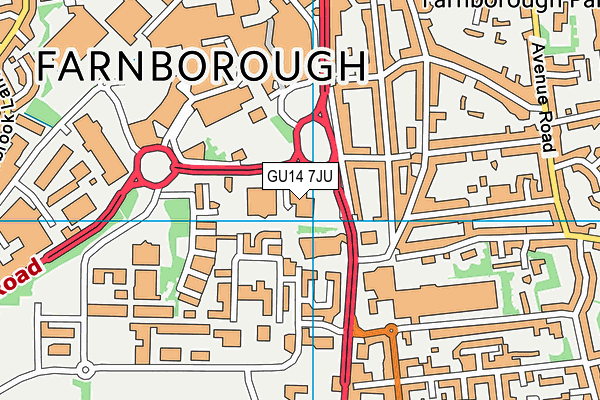 GU14 7JU map - OS VectorMap District (Ordnance Survey)