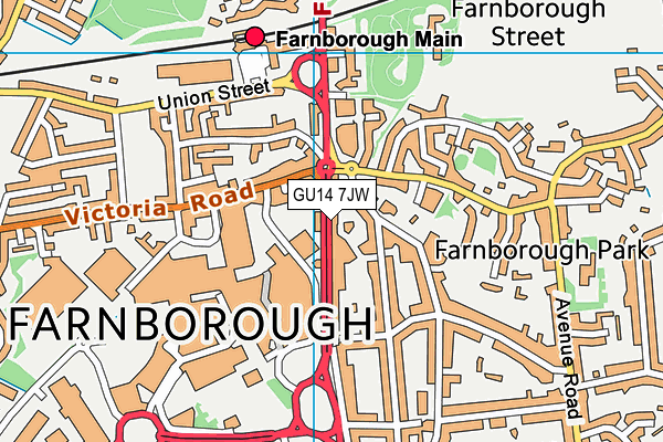 GU14 7JW map - OS VectorMap District (Ordnance Survey)