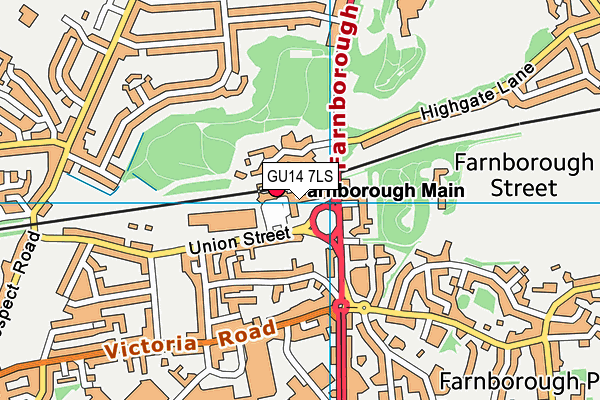 GU14 7LS map - OS VectorMap District (Ordnance Survey)