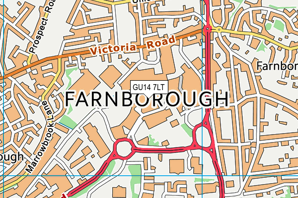 GU14 7LT map - OS VectorMap District (Ordnance Survey)