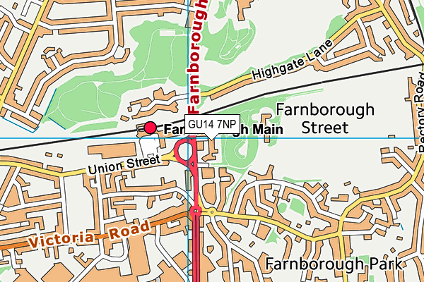 GU14 7NP map - OS VectorMap District (Ordnance Survey)