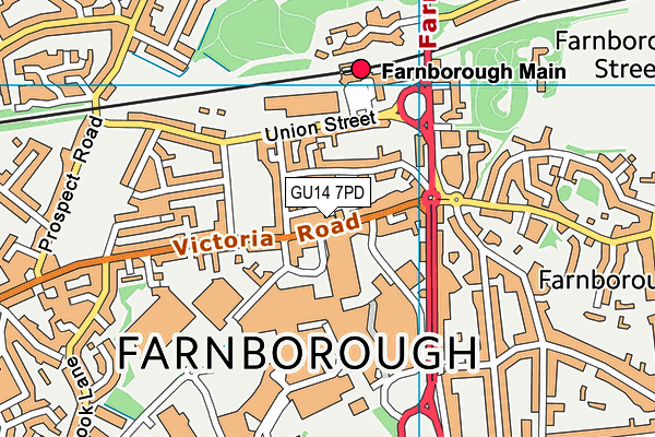 GU14 7PD map - OS VectorMap District (Ordnance Survey)