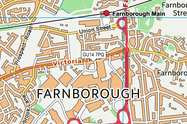 GU14 7PQ map - OS VectorMap District (Ordnance Survey)