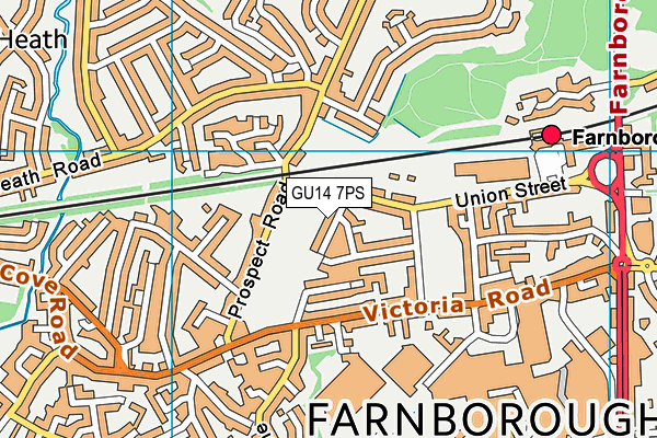 GU14 7PS map - OS VectorMap District (Ordnance Survey)