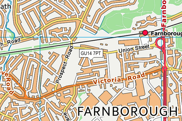 GU14 7PT map - OS VectorMap District (Ordnance Survey)