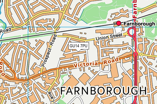 GU14 7PU map - OS VectorMap District (Ordnance Survey)