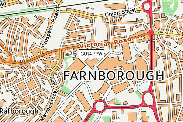 GU14 7PW map - OS VectorMap District (Ordnance Survey)