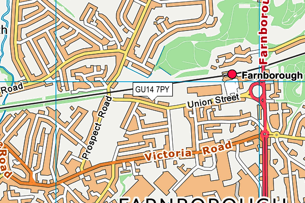 GU14 7PY map - OS VectorMap District (Ordnance Survey)