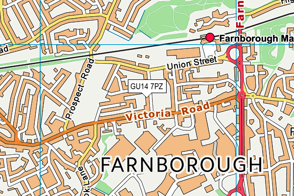 GU14 7PZ map - OS VectorMap District (Ordnance Survey)