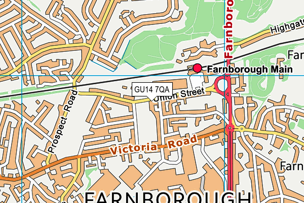 GU14 7QA map - OS VectorMap District (Ordnance Survey)