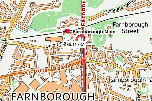 GU14 7RA map - OS VectorMap District (Ordnance Survey)