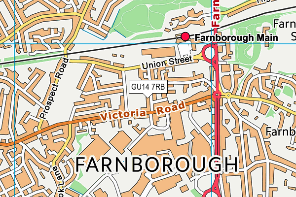 GU14 7RB map - OS VectorMap District (Ordnance Survey)