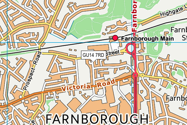 GU14 7RD map - OS VectorMap District (Ordnance Survey)