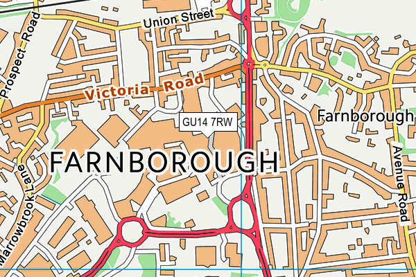 GU14 7RW map - OS VectorMap District (Ordnance Survey)