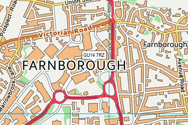 GU14 7RZ map - OS VectorMap District (Ordnance Survey)