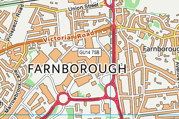 GU14 7SB map - OS VectorMap District (Ordnance Survey)