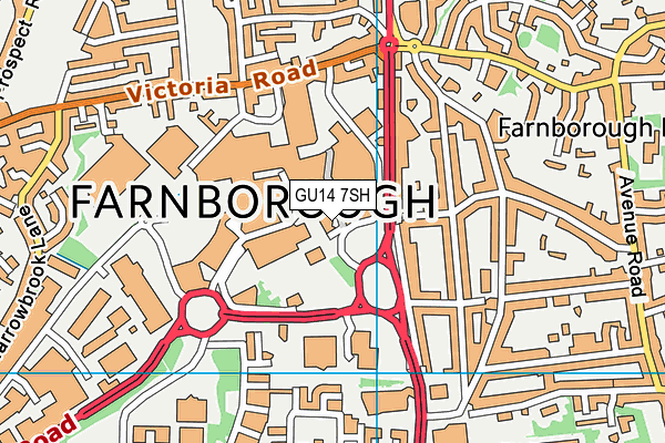 GU14 7SH map - OS VectorMap District (Ordnance Survey)