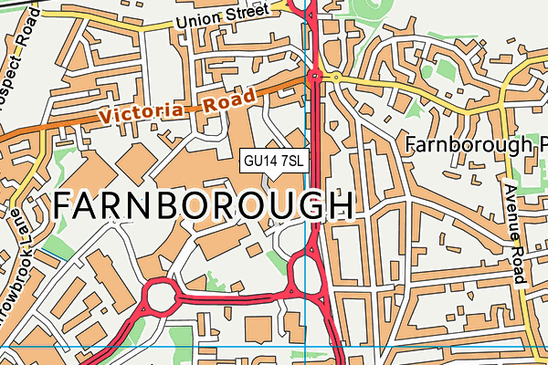 Jetts Farnborough map (GU14 7SL) - OS VectorMap District (Ordnance Survey)