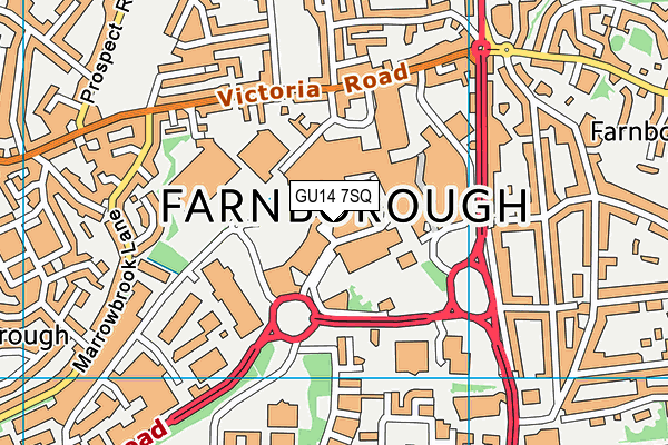 GU14 7SQ map - OS VectorMap District (Ordnance Survey)