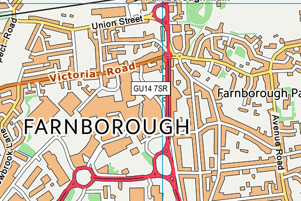 GU14 7SR map - OS VectorMap District (Ordnance Survey)