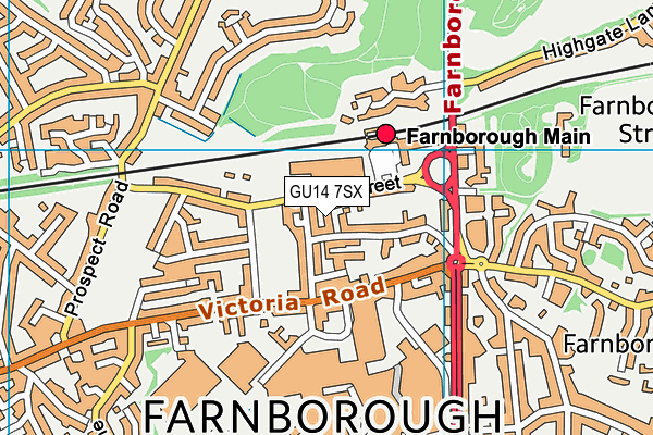 GU14 7SX map - OS VectorMap District (Ordnance Survey)