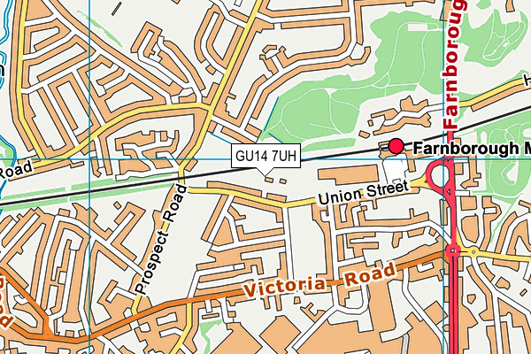 GU14 7UH map - OS VectorMap District (Ordnance Survey)