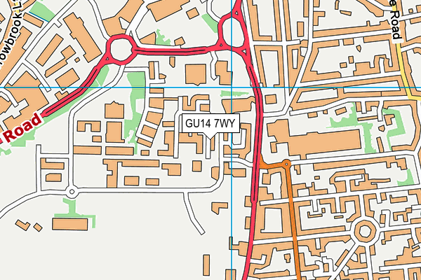 GU14 7WY map - OS VectorMap District (Ordnance Survey)