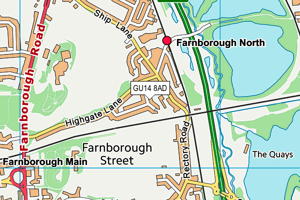 GU14 8AD map - OS VectorMap District (Ordnance Survey)